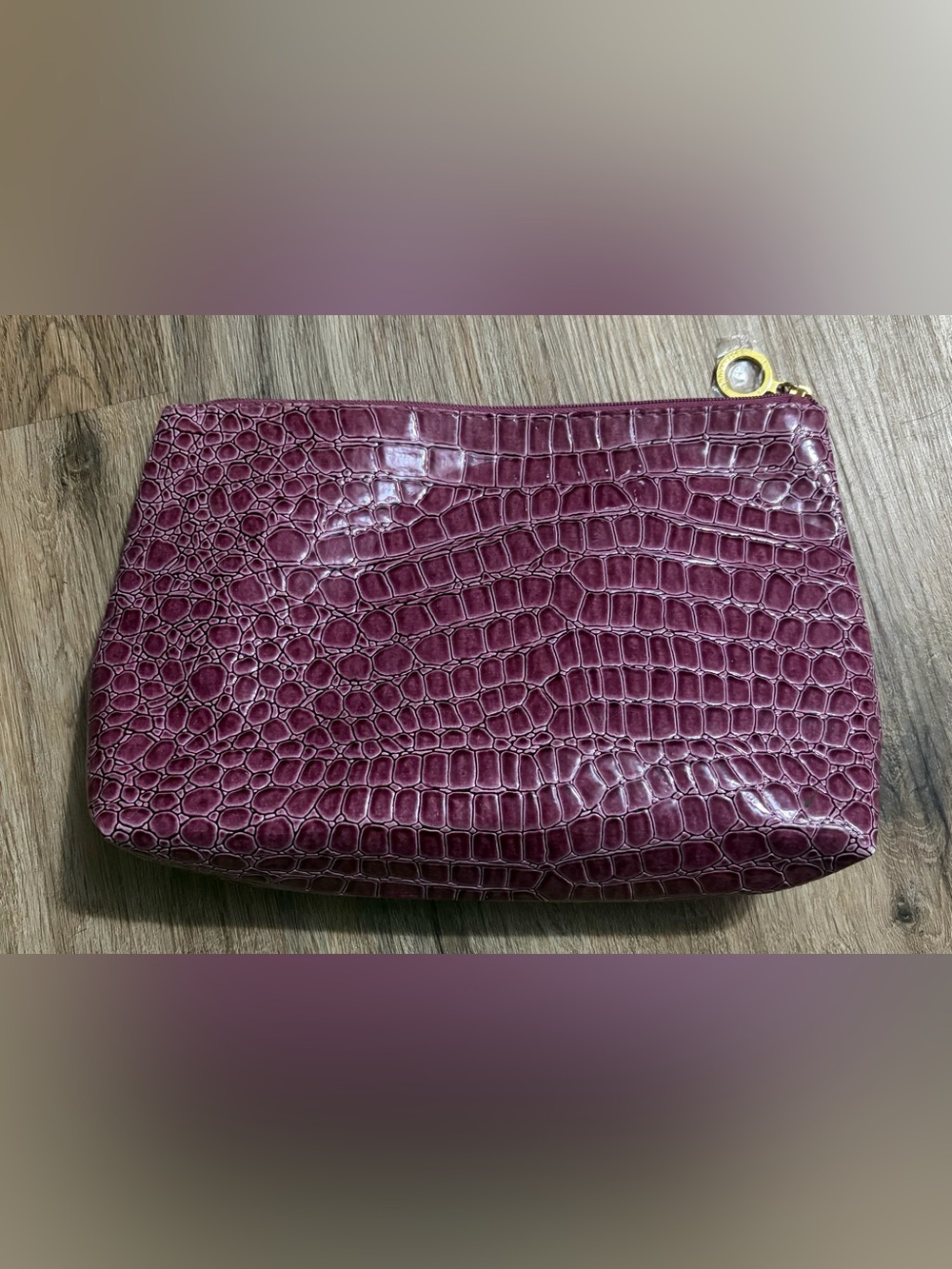 Estée Lauder - Croc-Embossed Plum Zip Pouch